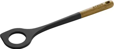 Kochlöffel m. Loch, 31cm Akazie Silikon