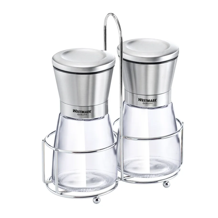 Menage mit 2 Gewürzmühlen Edelstahl