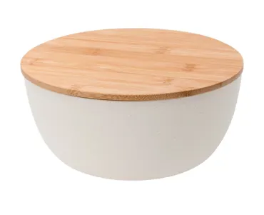Salatschüssel mit Bambusdeckel, cream, D19cm