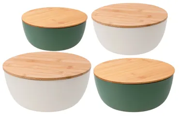 4-tlg. Set Salatschüsseln D14,19,23.5,28cm, cream, grün