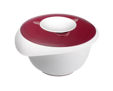 Rührschüssel mit Spritzschutz, rot, 25x24x14cm, 2.5 lt