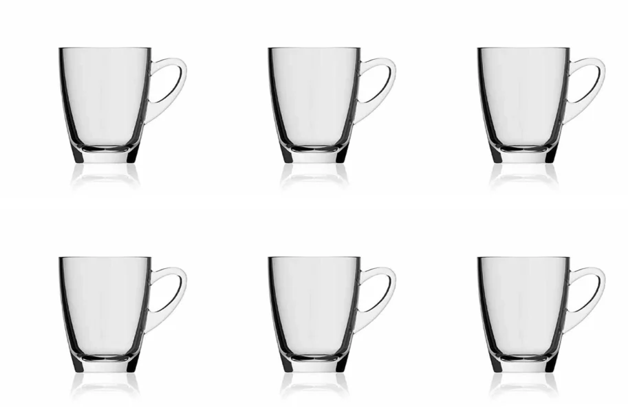 6er Set Kenia Glas Henkelbecher breit 31cl, Aligro
