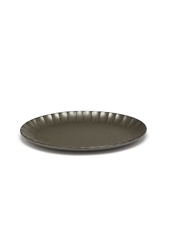 Inku Teller flach oval S L25cm B17.5cm H1.7cm grün