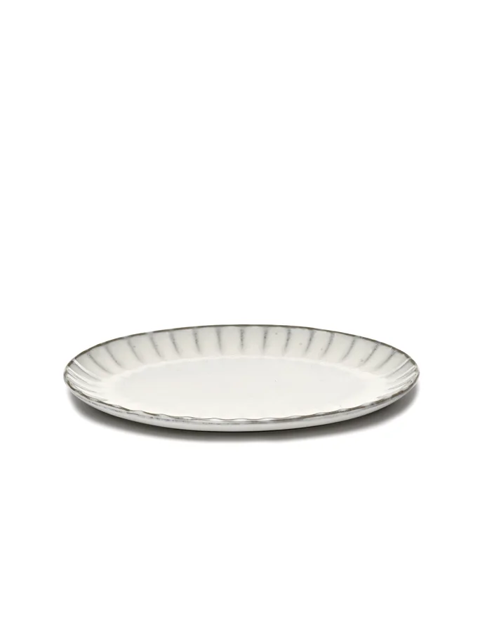 Inku Teller flach oval S L25cm B17.5cm H1.7cm weiss