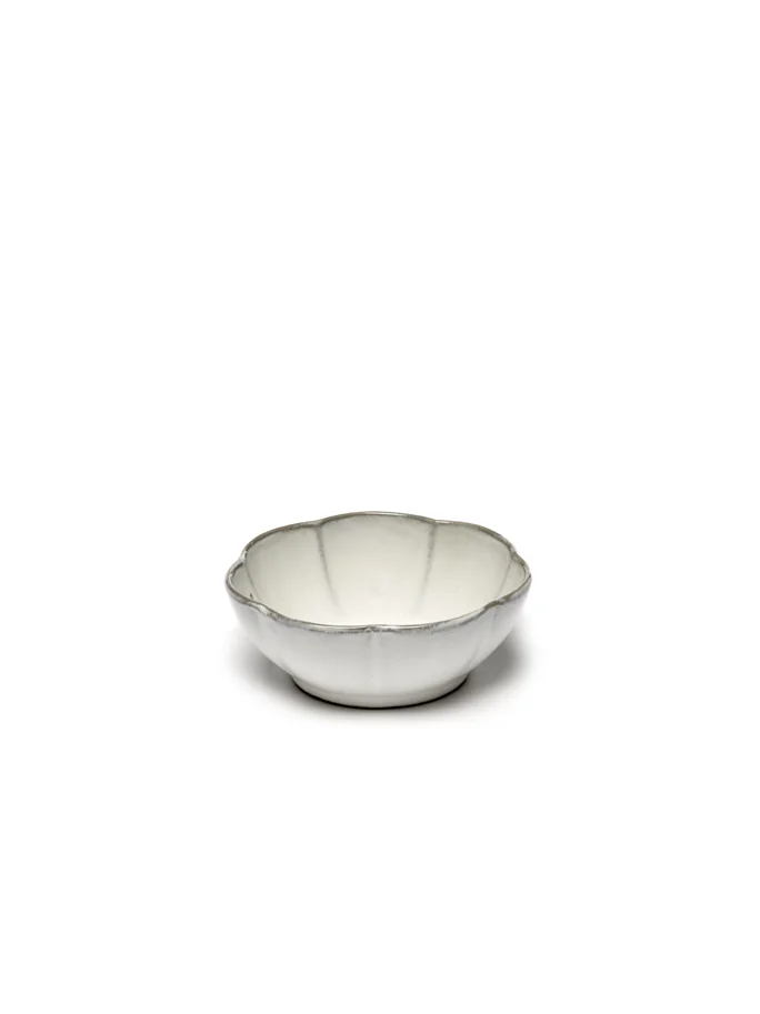 Inku Schale geriffelt L D13cm H5cm weiss