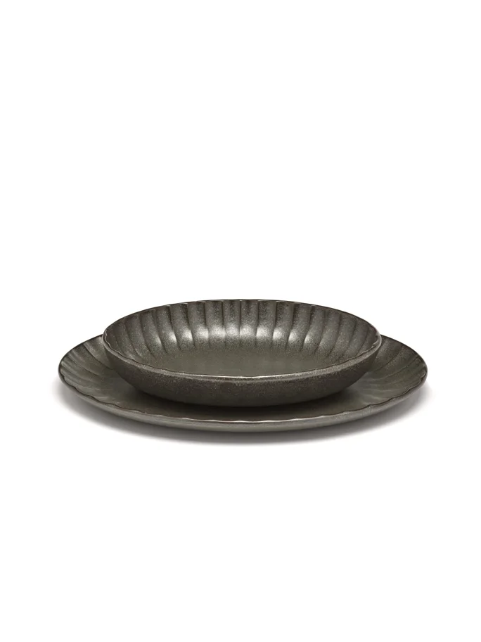 Inku Schale oval L19cm B13cm H3.7cm grün