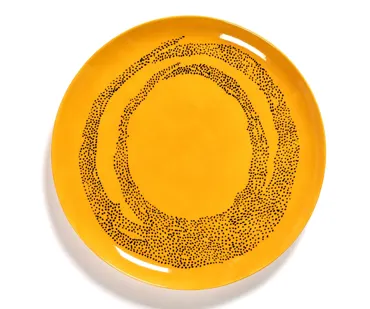 Otto. F. Teller 26.5x26.5x2cm Sunny Yellow Swirl-Dots Black