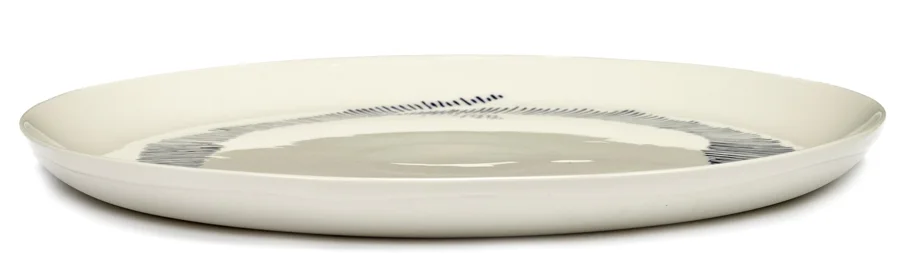 Otto. Feast Teller 26.5x26.5x2cm White Swirl-Stripes Blue