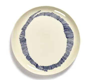 Otto. Feast Teller 26.5x26.5x2cm White Swirl-Stripes Blue