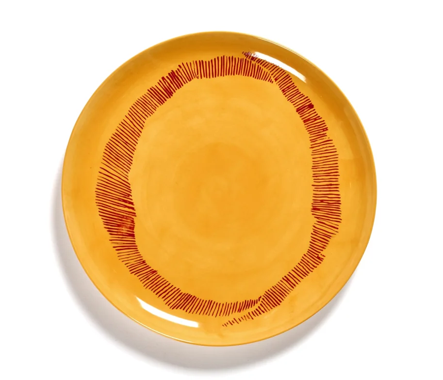 Otto. F. Teller 26.5x26.5x2cm Sunny Yellow Swirl-Stripes Red