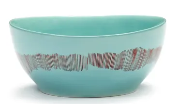 Otto. Feast Schüssel 16x16x7.5cm Azure Swirl-Stripes Red