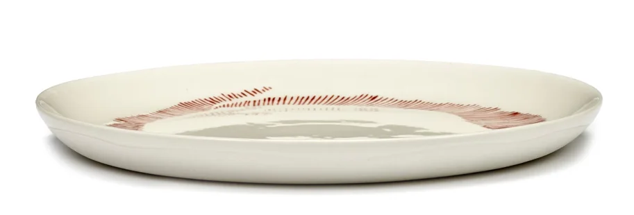 Otto. Feast Teller 22.5x22.5x2cm White Swirl-Stripes Red
