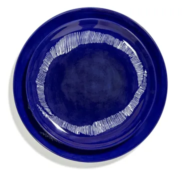 Otto. F. Teller 22.5x22.5x2cm Lapis Lazuli Swirl-Stripes Whi