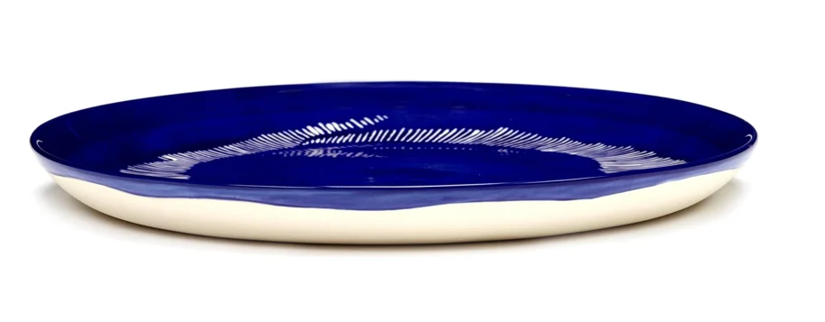Otto. F. Teller 22.5x22.5x2cm Lapis Lazuli Swirl-Stripes Whi