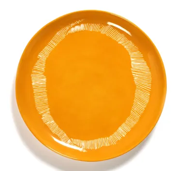 Otto. F. Teller 22.5x22.5x2cm Sunny Yellow Swirl-Stripes Whi