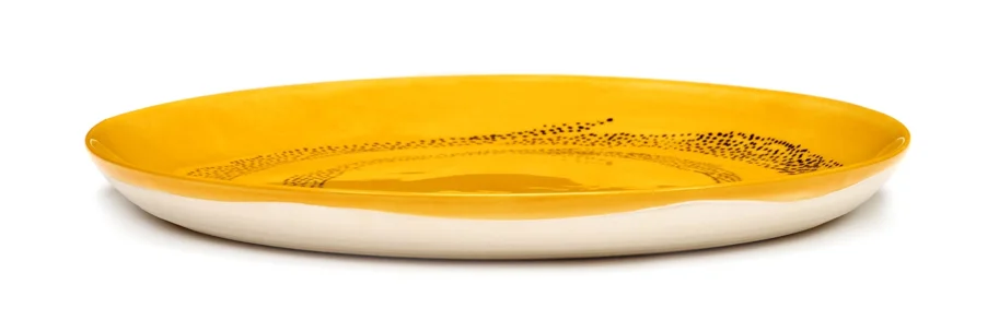 Otto. F. Teller 22.5x22.5x2cm Sunny Yellow Swirl-Dots Black