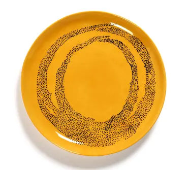 Otto. F. Teller 22.5x22.5x2cm Sunny Yellow Swirl-Dots Black
