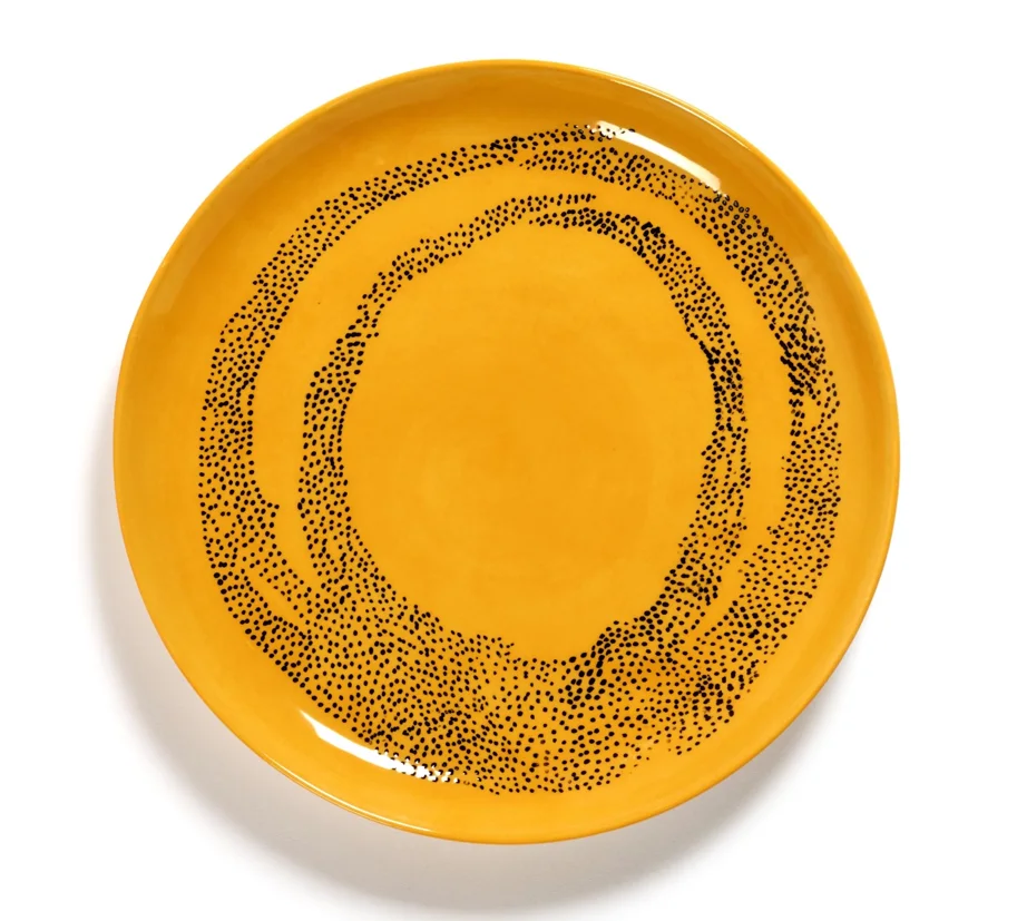 Otto. F. Teller 22.5x22.5x2cm Sunny Yellow Swirl-Dots Black
