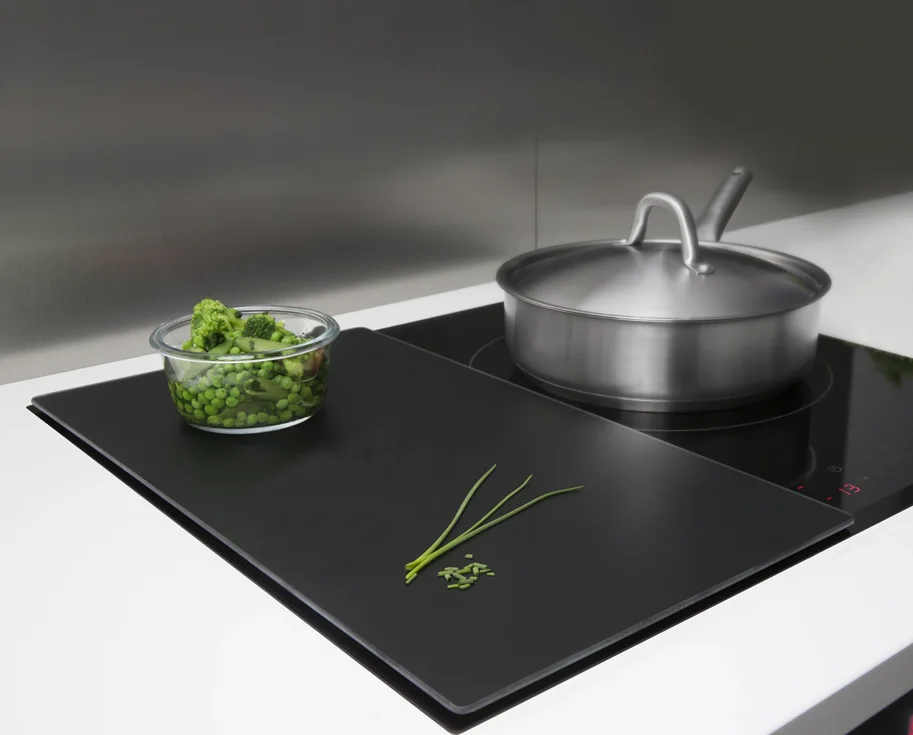 Glaskeramik Abdeckung 50x28cm Oberfläche geriffelt schwarz