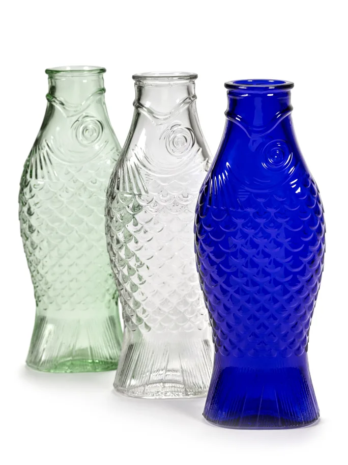 P. Navone Fish&Fish Flasche 1lt 10.6X7.5X29cm Trans blau