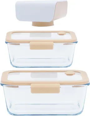 3er Set Vakuum Vorratsdosen mit Vakuum Pumpe Glas