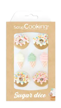 Zuckerdekor mit 7 Eis und Donut Sujets