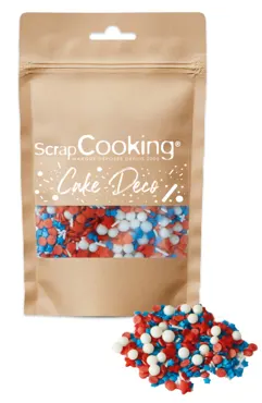 Zuckerstreusel blau, weiss, rot 50g