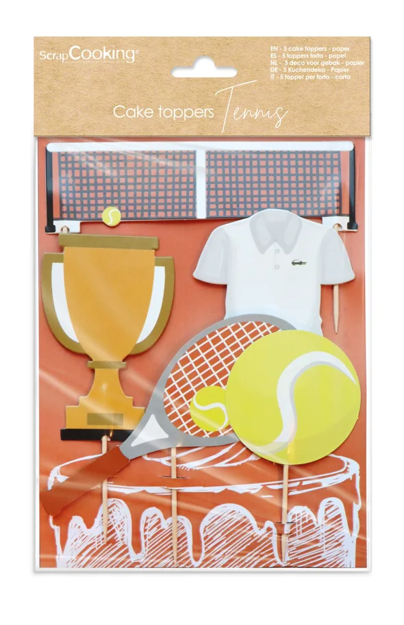 5er Set Kuchendekoration Tennis Motive Papier