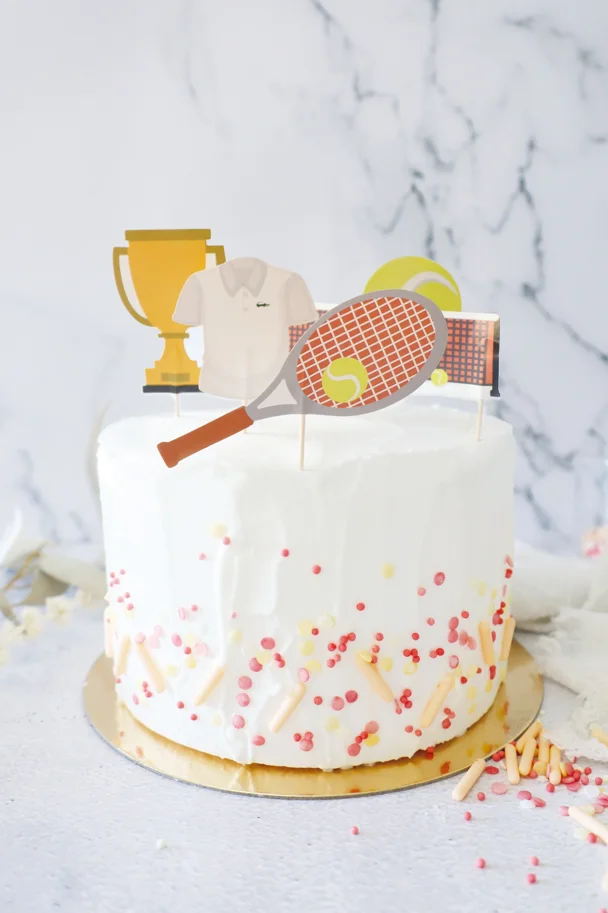 5er Set Kuchendekoration Tennis Motive Papier