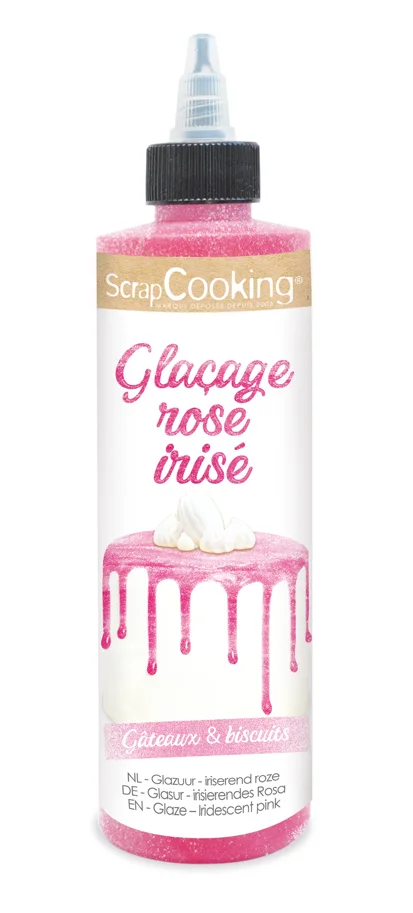 Kuchenglasur mit Schokoladengeschmack perlmutt rosa 140g