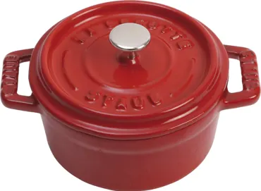 Mini Cocotte 10cm, rund, Kirsch-Rot, Gusseisen 0.25l
