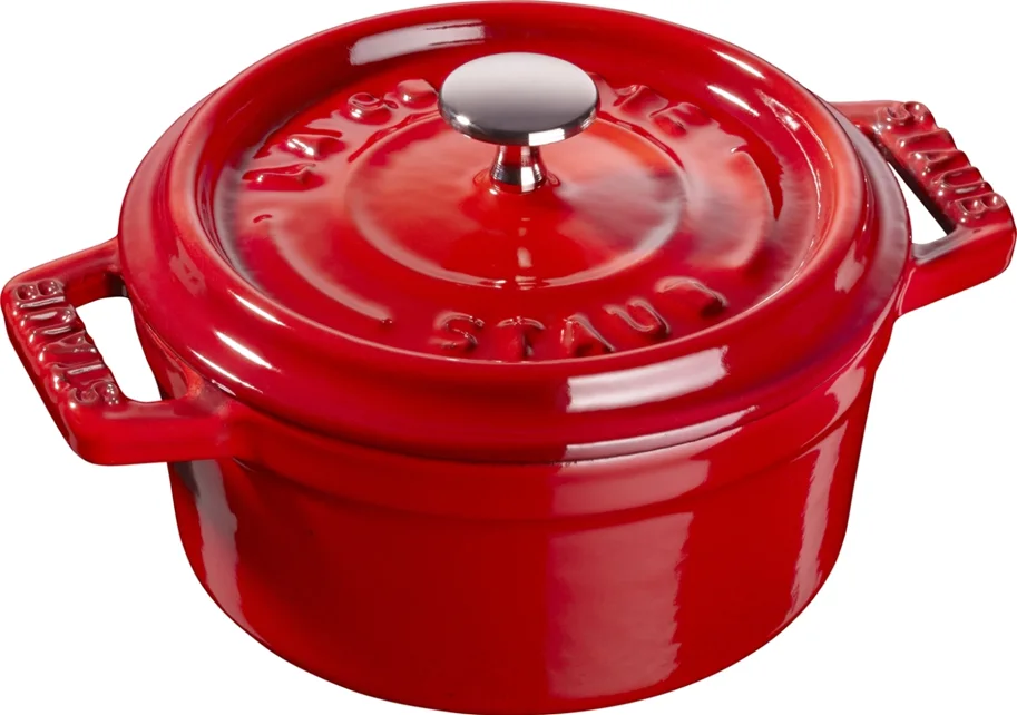 Mini Cocotte 10cm, rund, Kirsch-Rot, Gusseisen 0.25l