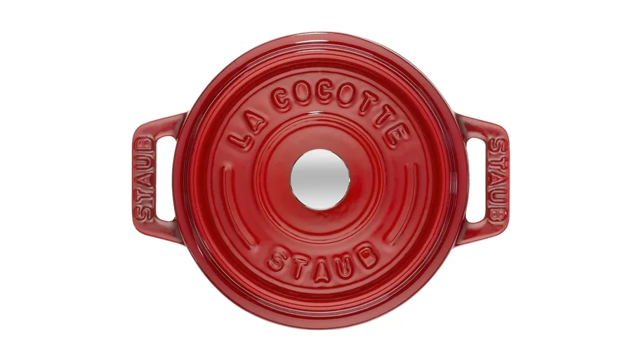 Mini Cocotte 10cm, rund, Kirsch-Rot, Gusseisen 0.25l