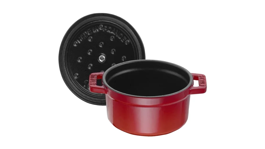 Mini Cocotte 10cm, rund, Kirsch-Rot, Gusseisen 0.25l