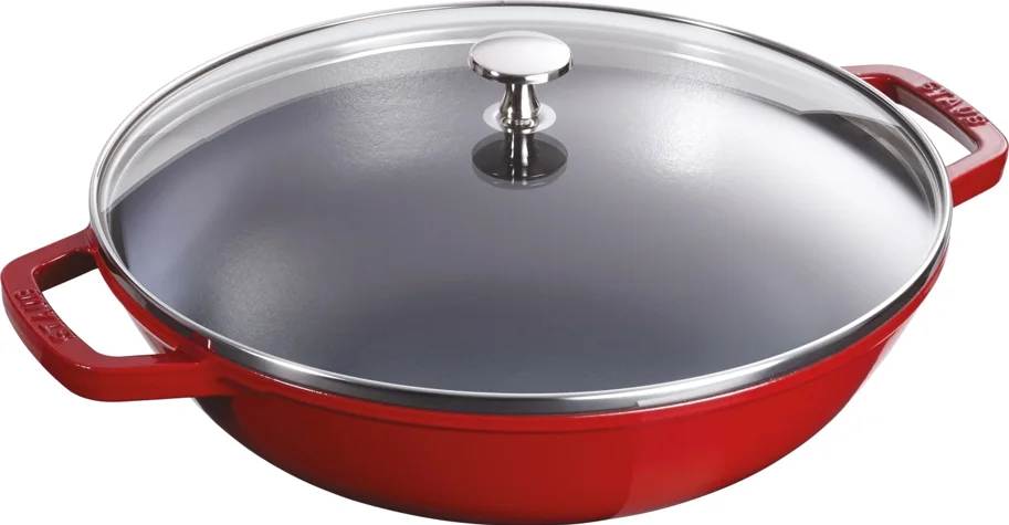 Wok mit Glasdeckel Kirsch-Rot 4.4 lt., 30cm