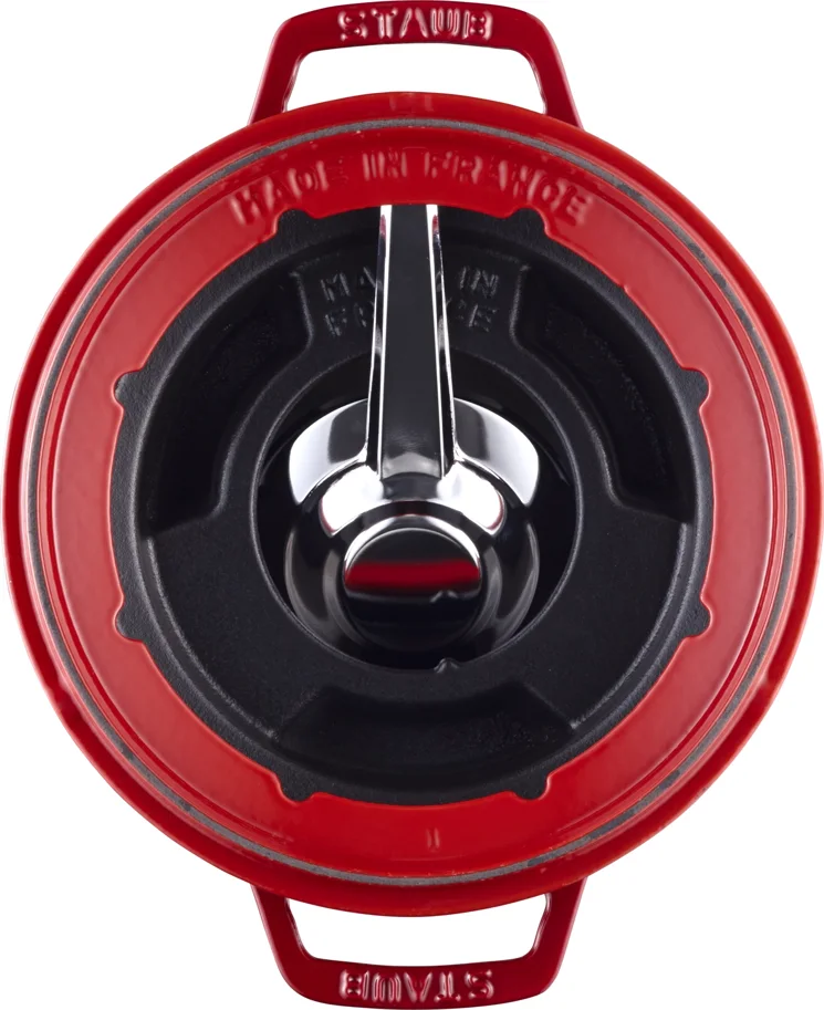 Fondue Set  Kirsch-Rot m. 2 Griffen, rund. 20cm