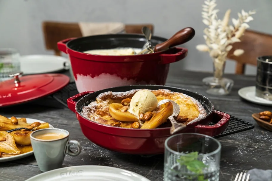 Cocotte 4tlg. 24cm, rund, Kirsch-Rot, stackable