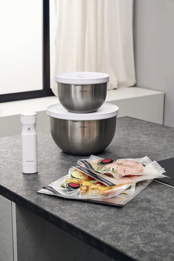 9tlg. Fresh & Save Bowls Vakuum Starter Set, Edelstahl