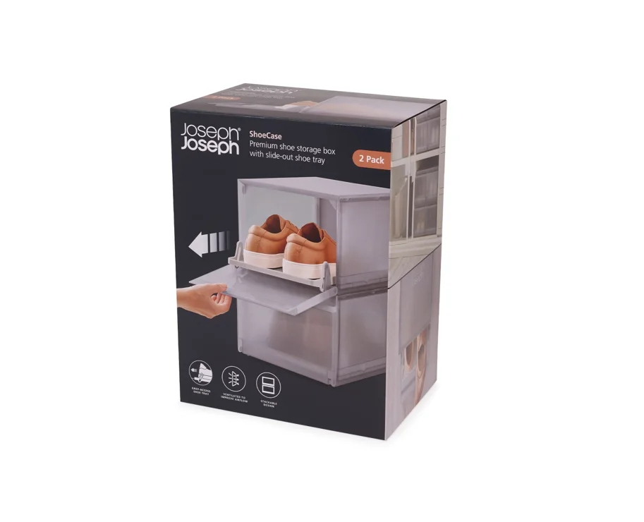 2er Set ShoeCase Schuhschrank PP 22x28x36cm grau