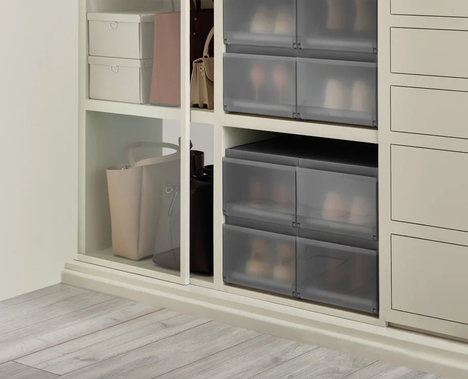 2er Set ShoeCase Schuhschrank PP 22x28x36cm grau