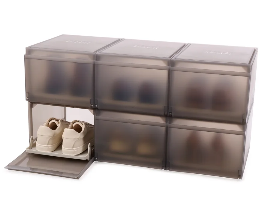 6er Set ShoeCase Schuhschrank PP 22x28x36cm grau
