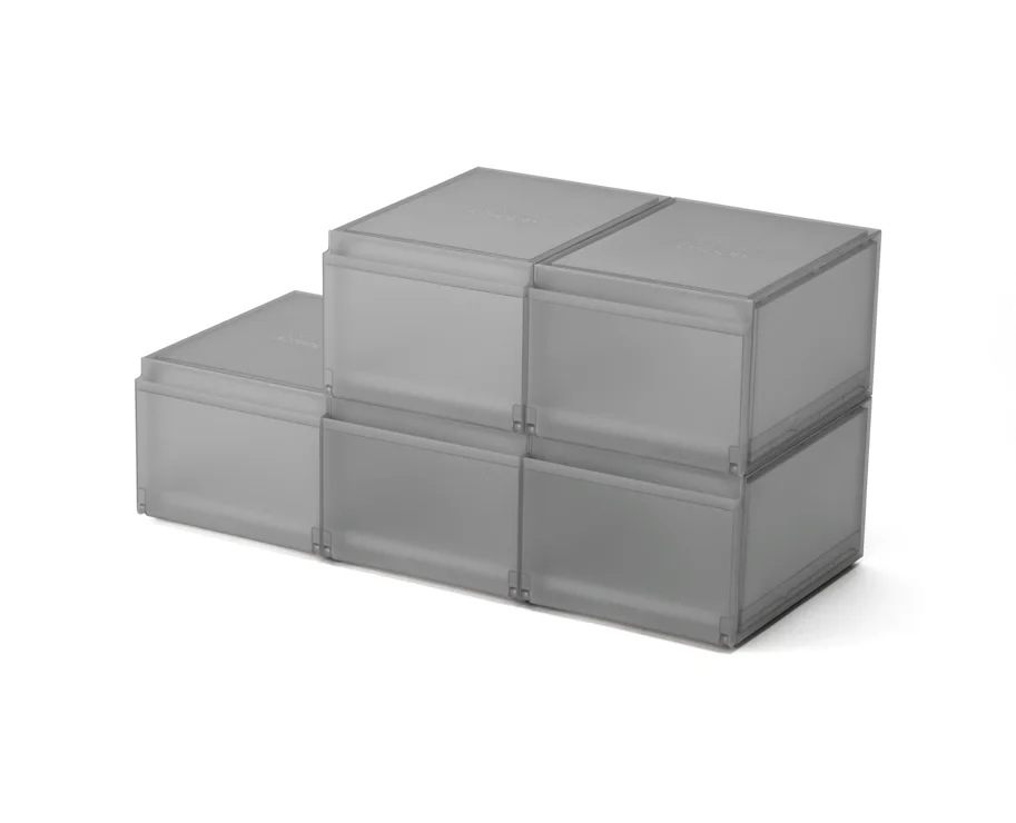 6er Set ShoeCase Schuhschrank PP 22x28x36cm grau