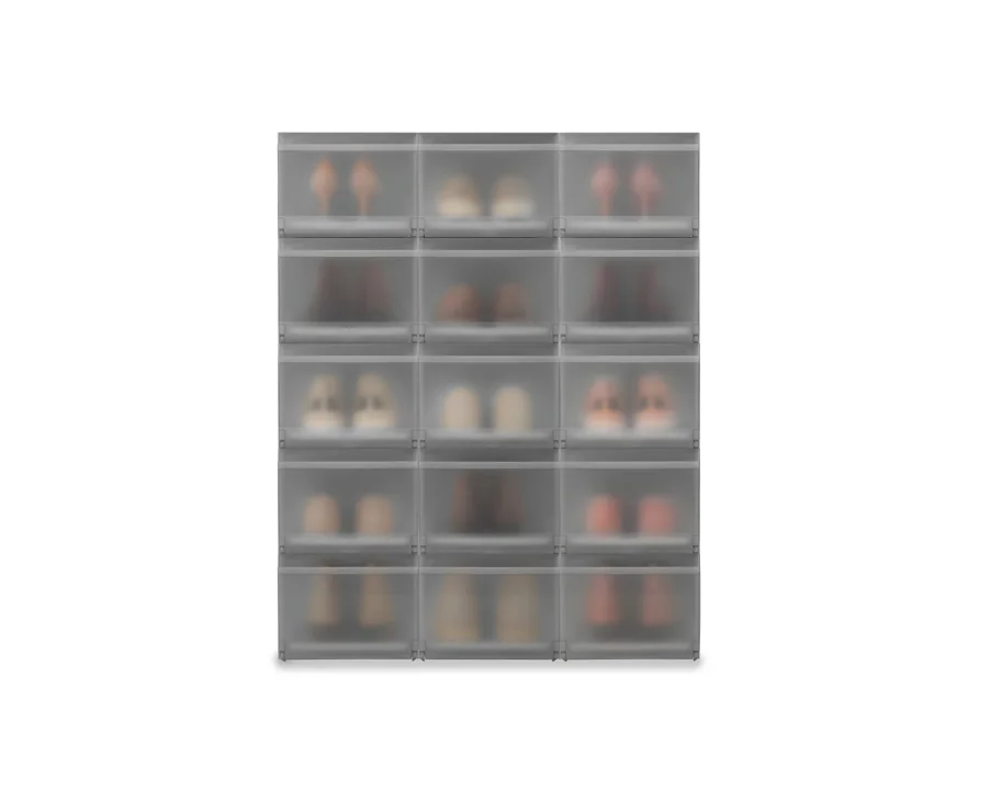 6er Set ShoeCase Schuhschrank PP 22x28x36cm grau