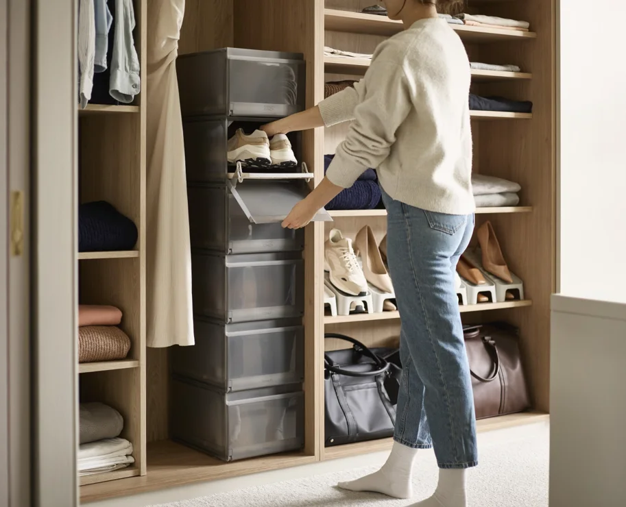6er Set ShoeCase Schuhschrank PP 22x28x36cm grau