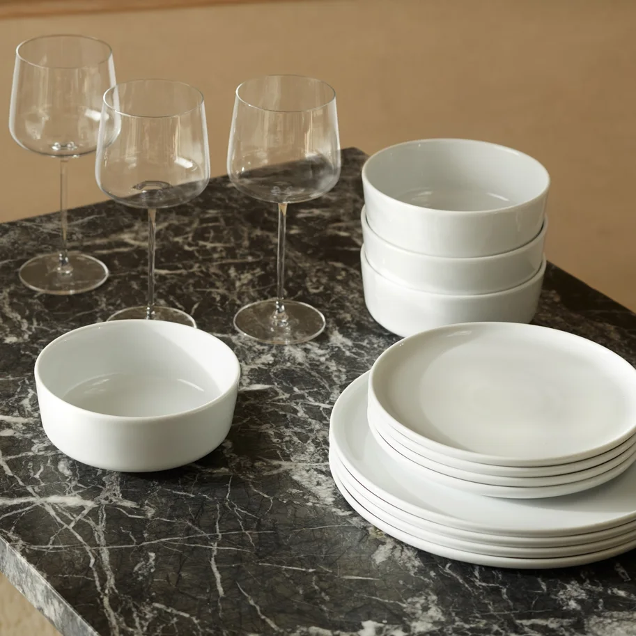 Collective Schale D35cm H6cm Glas weiss