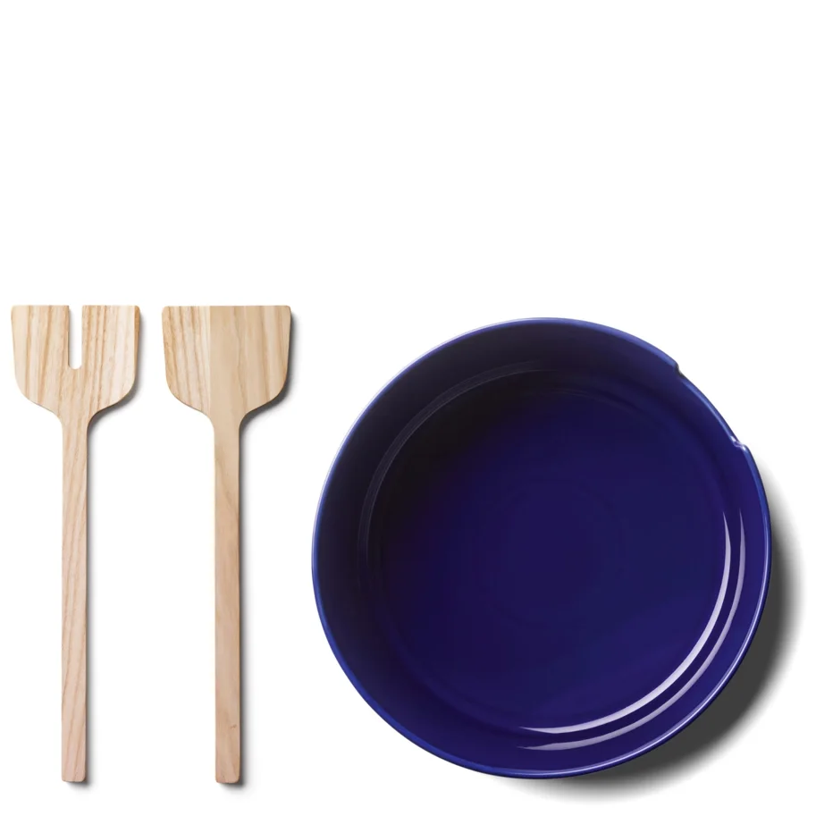 Collective Salatschale D26cm mit Besteck Esche cobalt