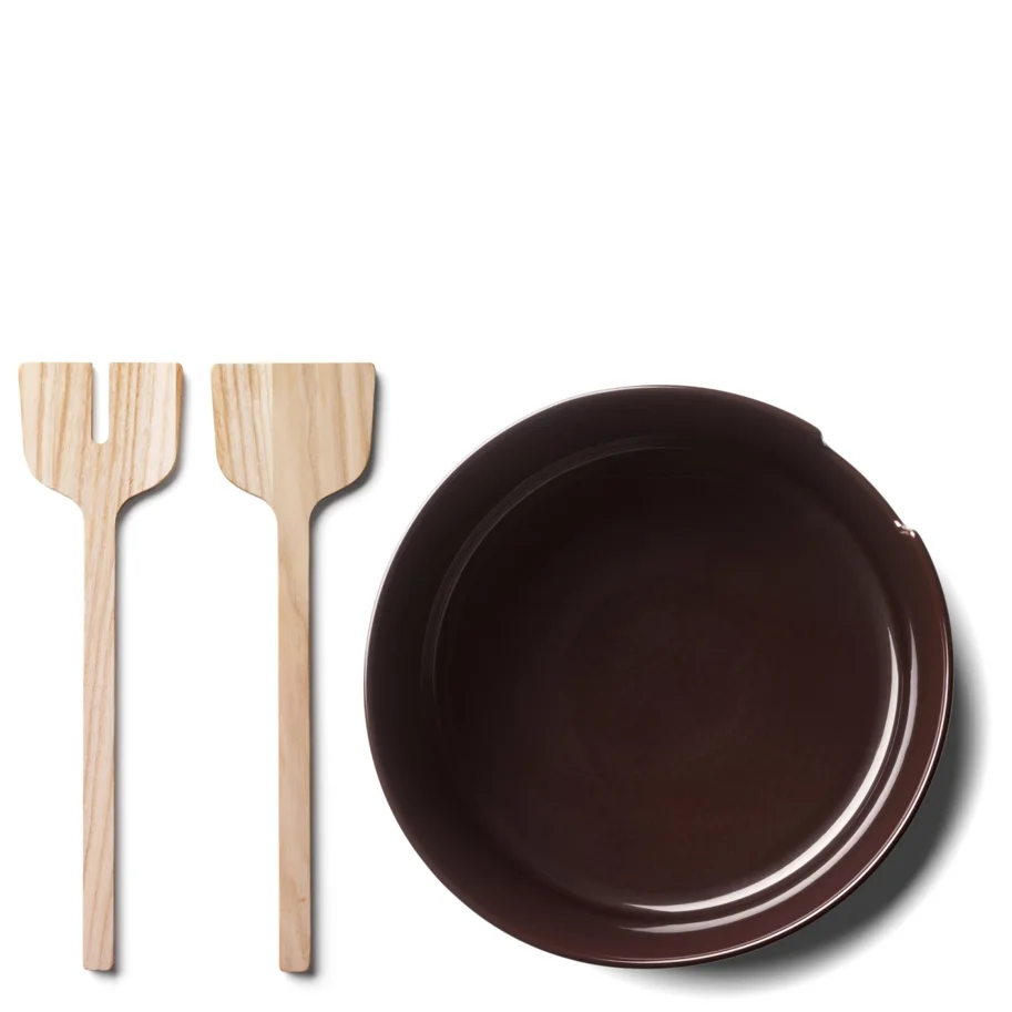 Collective Salatschale D26cm mit Besteck Esche mocha
