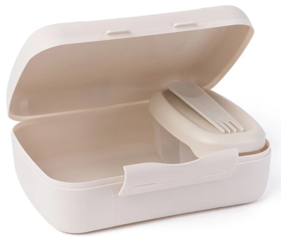 Amuse Basic Brunch Salat Box & Göffel 210x156x71mm Beige
