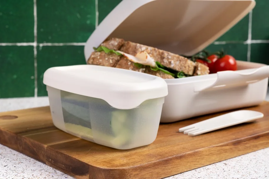 Amuse Basic Brunch Salat Box & Göffel 210x156x71mm Beige