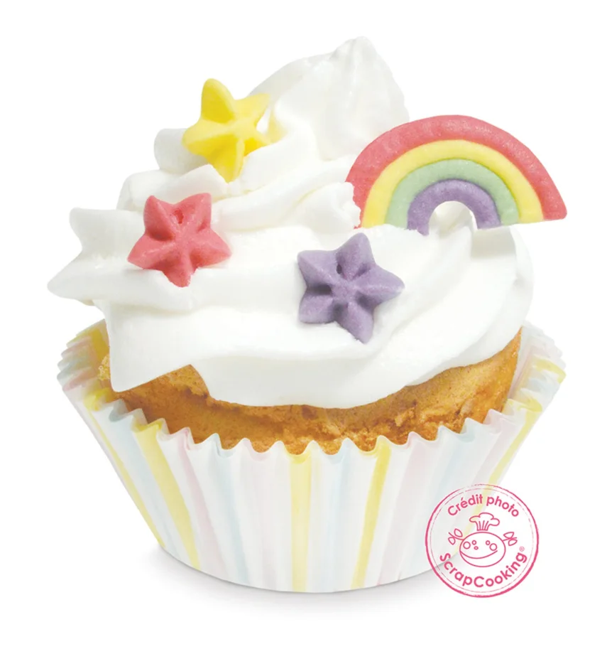 10 Stk. Zuckerdekor Regenbogen und Sternen